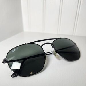 Ray-Ban Marshal Sunglasses Unisex 54mm Black Polarized RB3648 Hexagonal Aviator